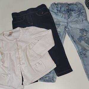 5/$30 NAUTICA Jeggings, GYMBOREE Cardigan, OSHKOSH FLORAL Jeans